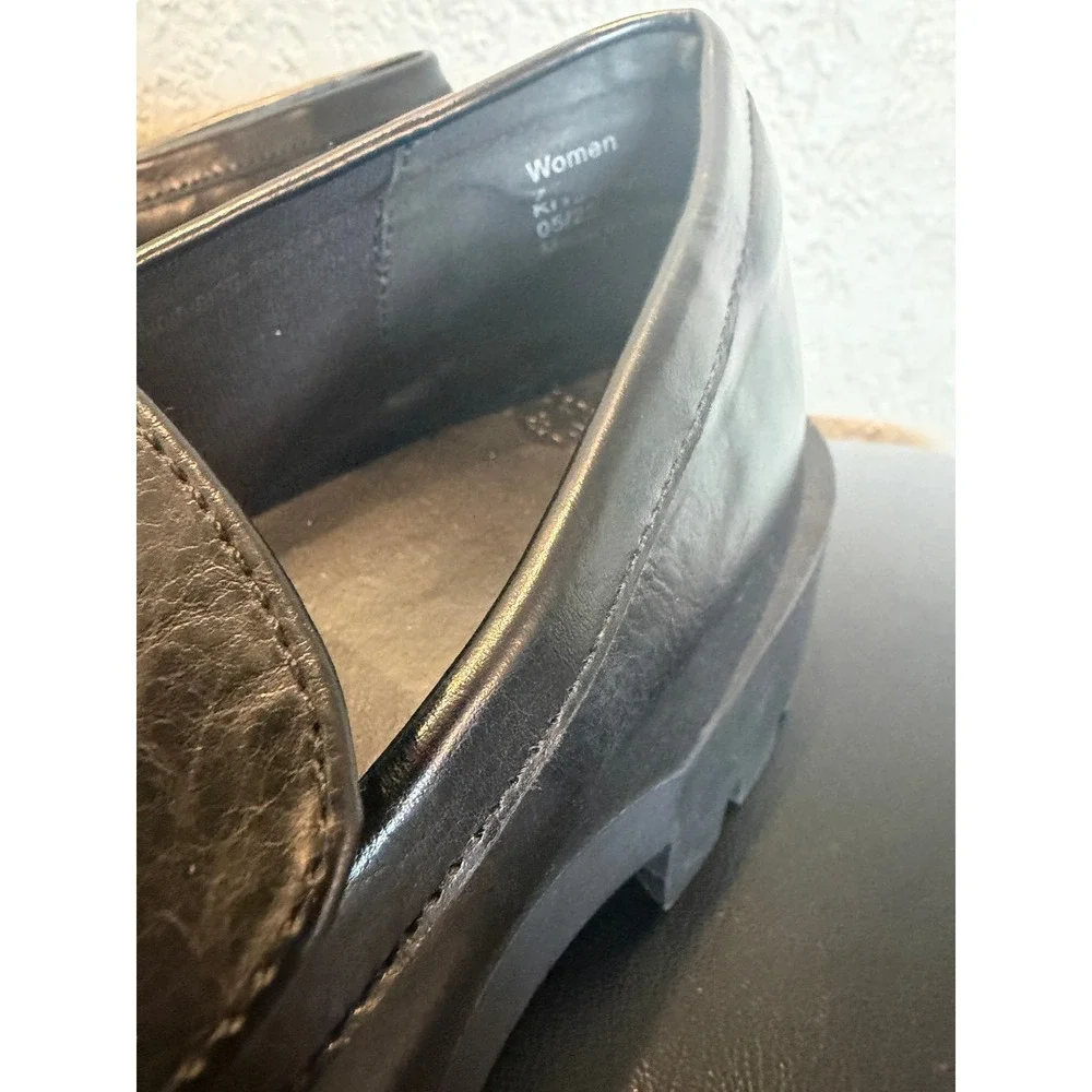Abercrombie & Fitch Womens Black Lug‎ Sole Penny Loafers Chunky Platform Size 7